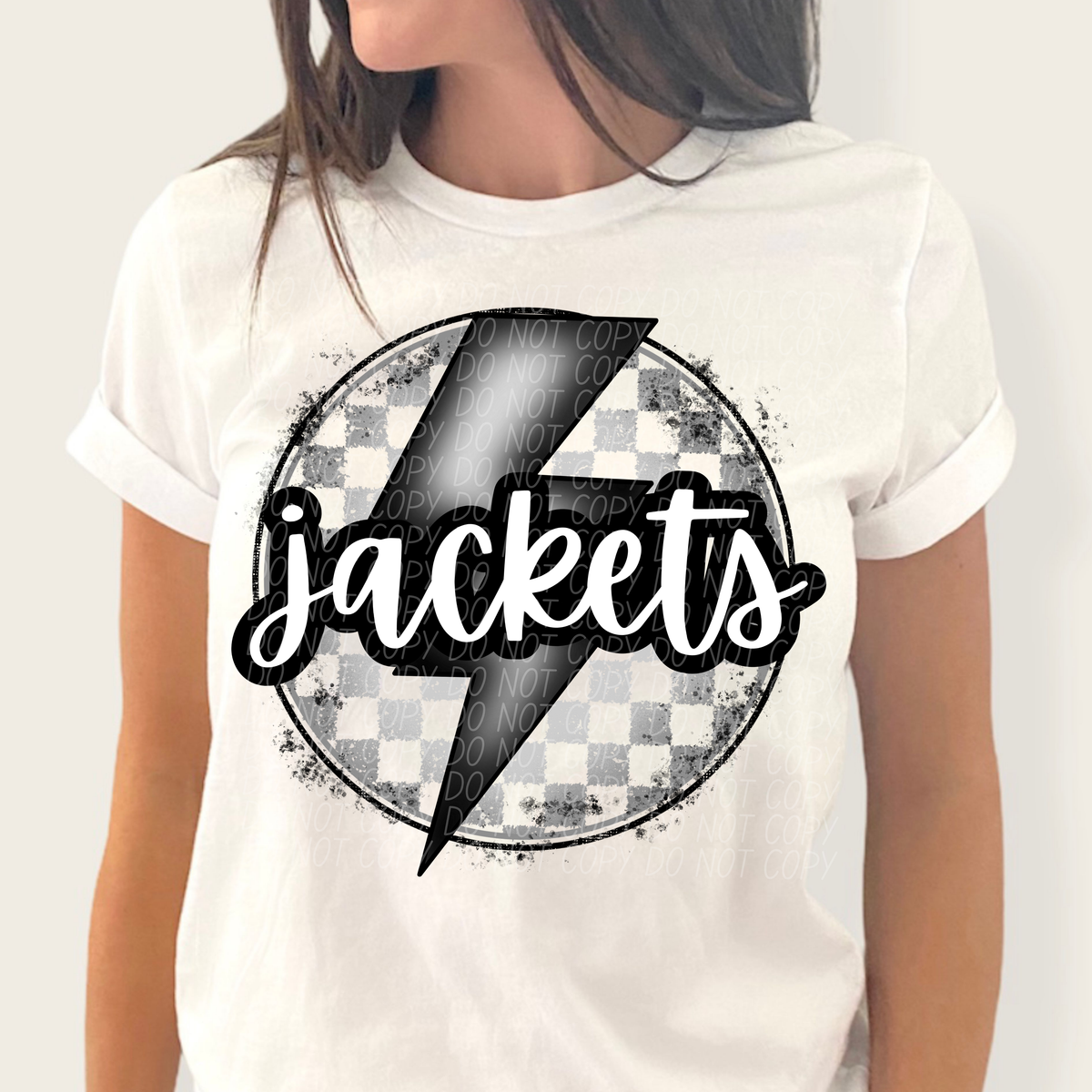 Jackets grey/silver lightning bolt circle CITY DTF transfer