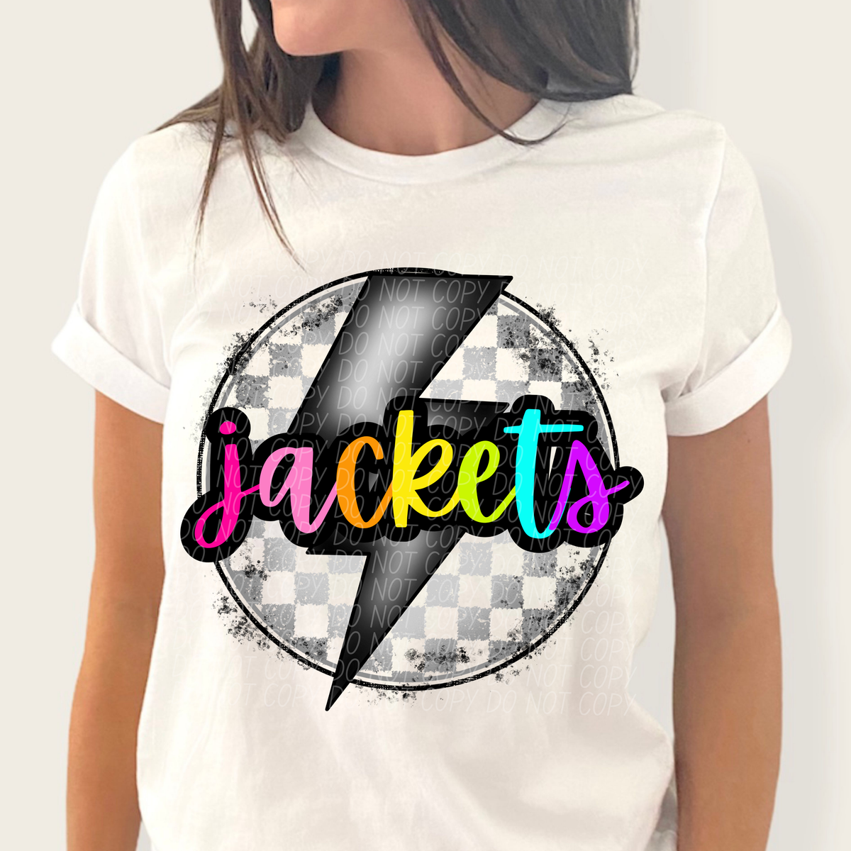 Jackets BRIGHT COLORS FONT lightning bolt circle CITY DTF transfer