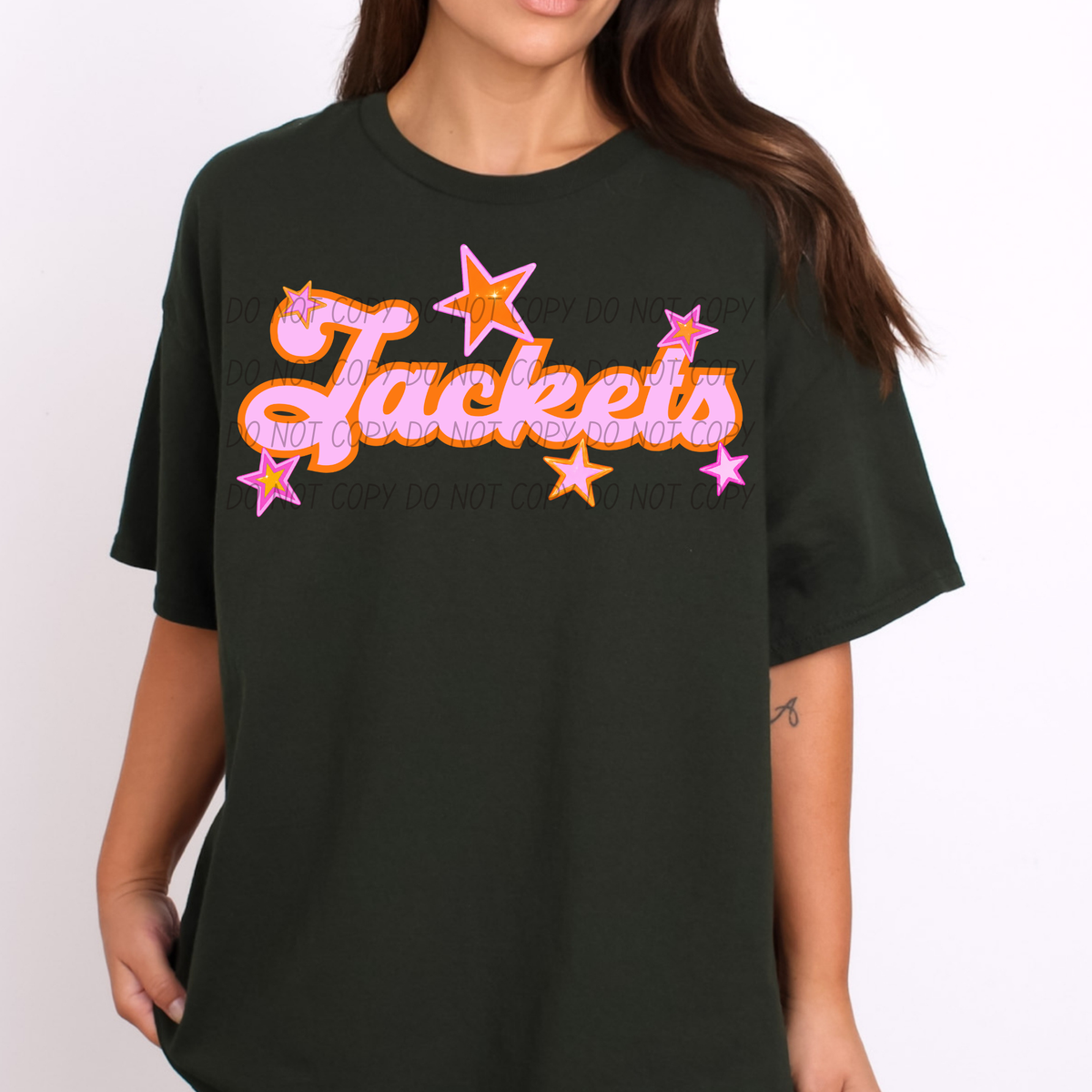 jackets pink orange stars (city) DTF transfer