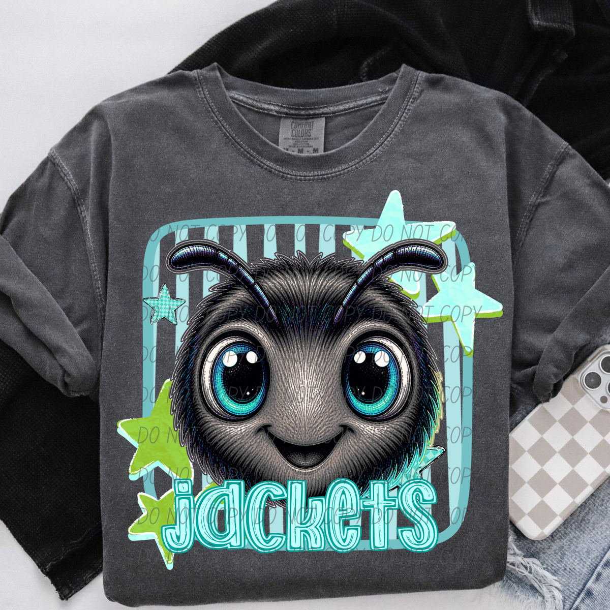 jackets blue stars and stripes blue font (CITY) DTF Transfer
