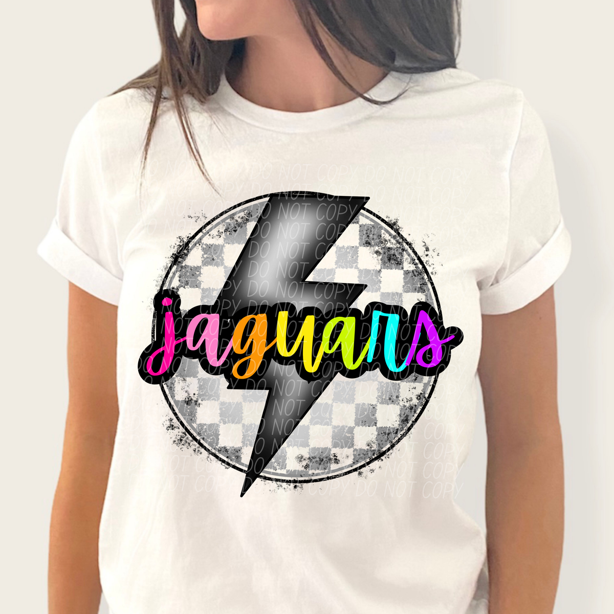 Jaguars BRIGHT COLORS FONT lightning bolt circle CITY DTF transfer