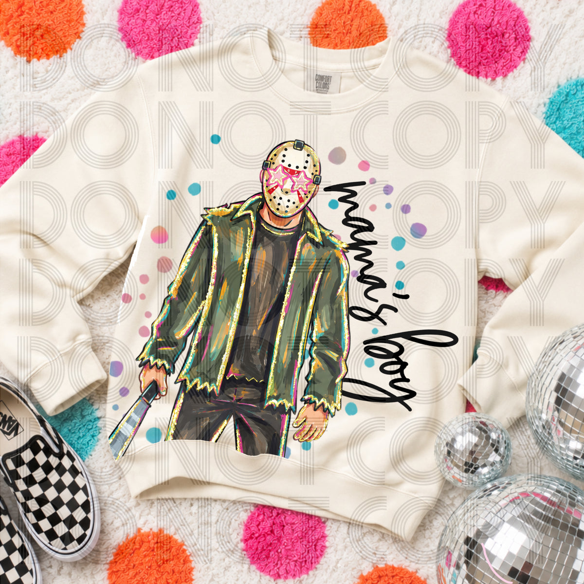 Mama's boy Jason colorful splatter (Renewed) DTF Transfer