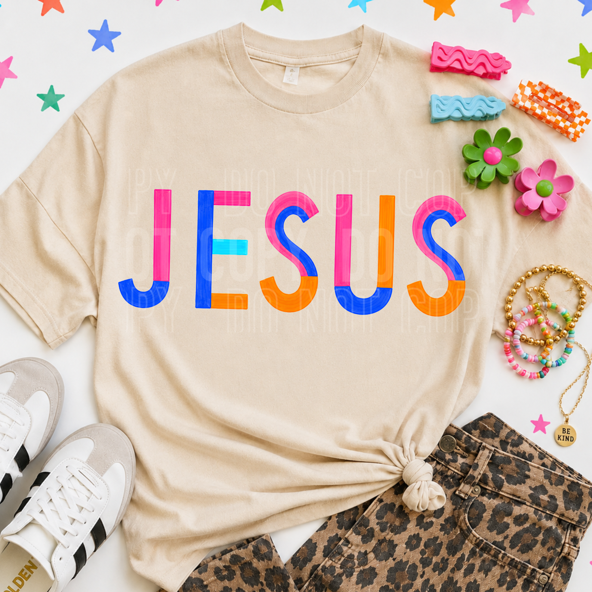 Jesus color block (SBB) DTF Transfer