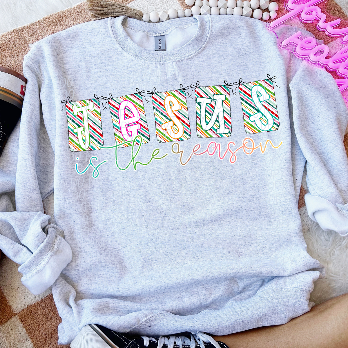 Jesus is the reason rainbow banner (City) DTF Transfer