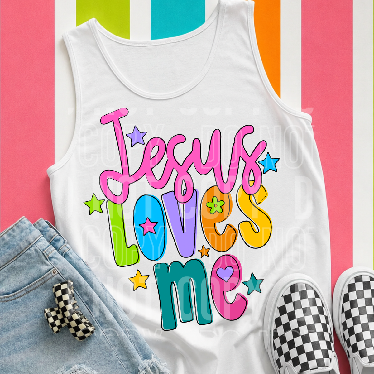 Jesus loves me bright colors (SBB) DTF Transfer