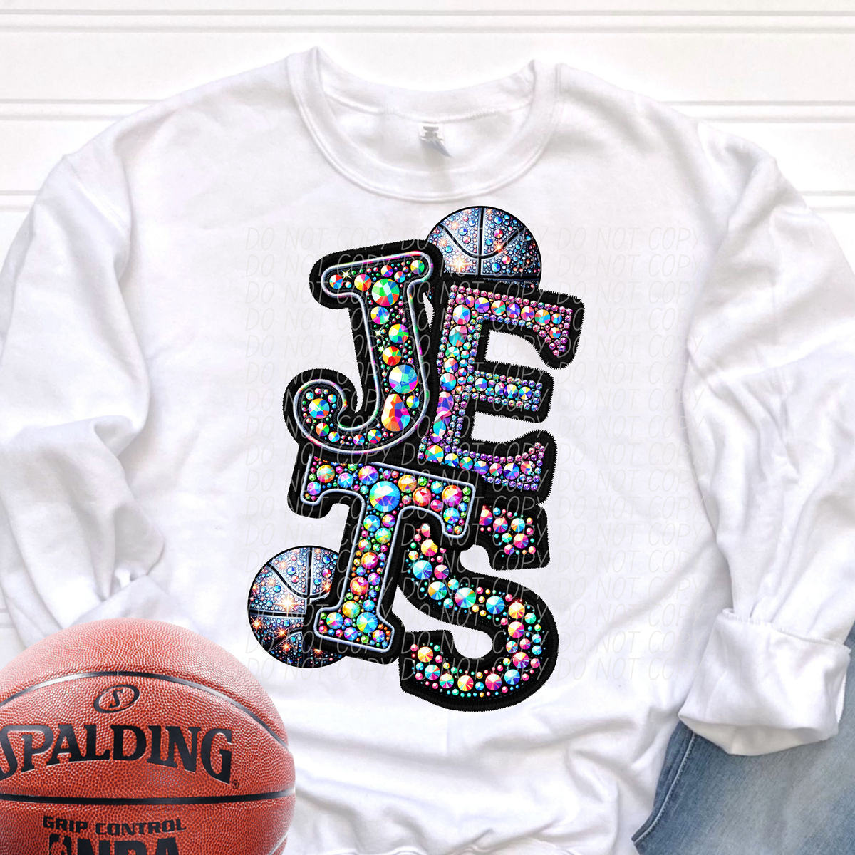 Jets Basketball Rhinestone (CITY) 66545 DTF transfer