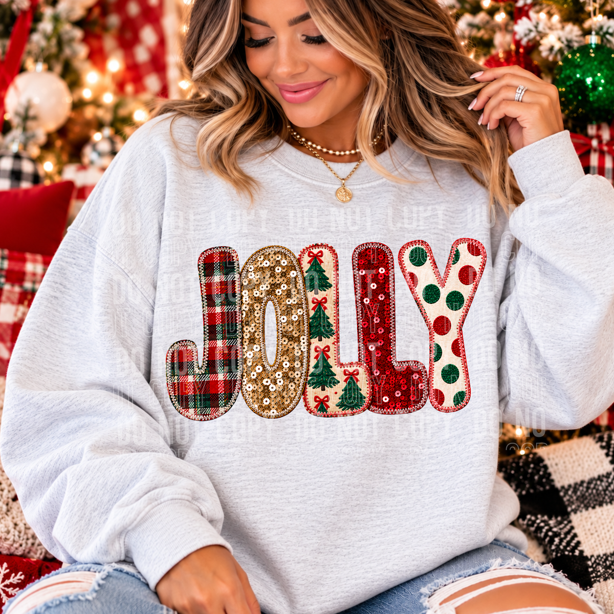 Jolly Faux Embroidery Christmas Font (SBB) DTF Transfer