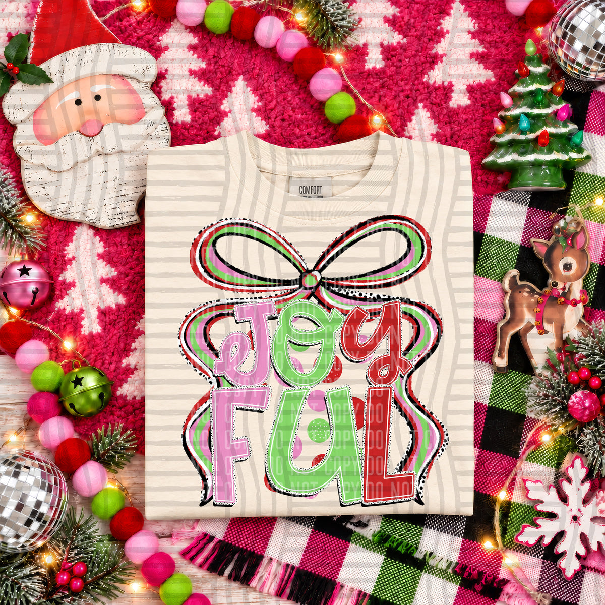 Joyful -Christmas Bow (Caplinger) DTF Transfer
