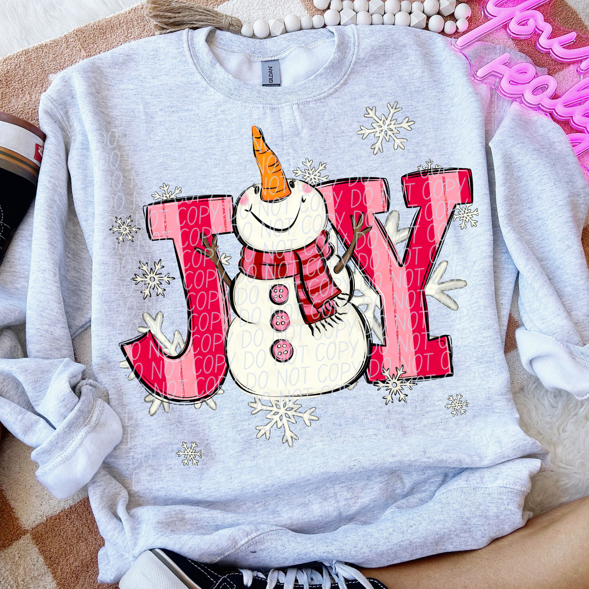 Joy pink snowman (City) DTF Transfer
