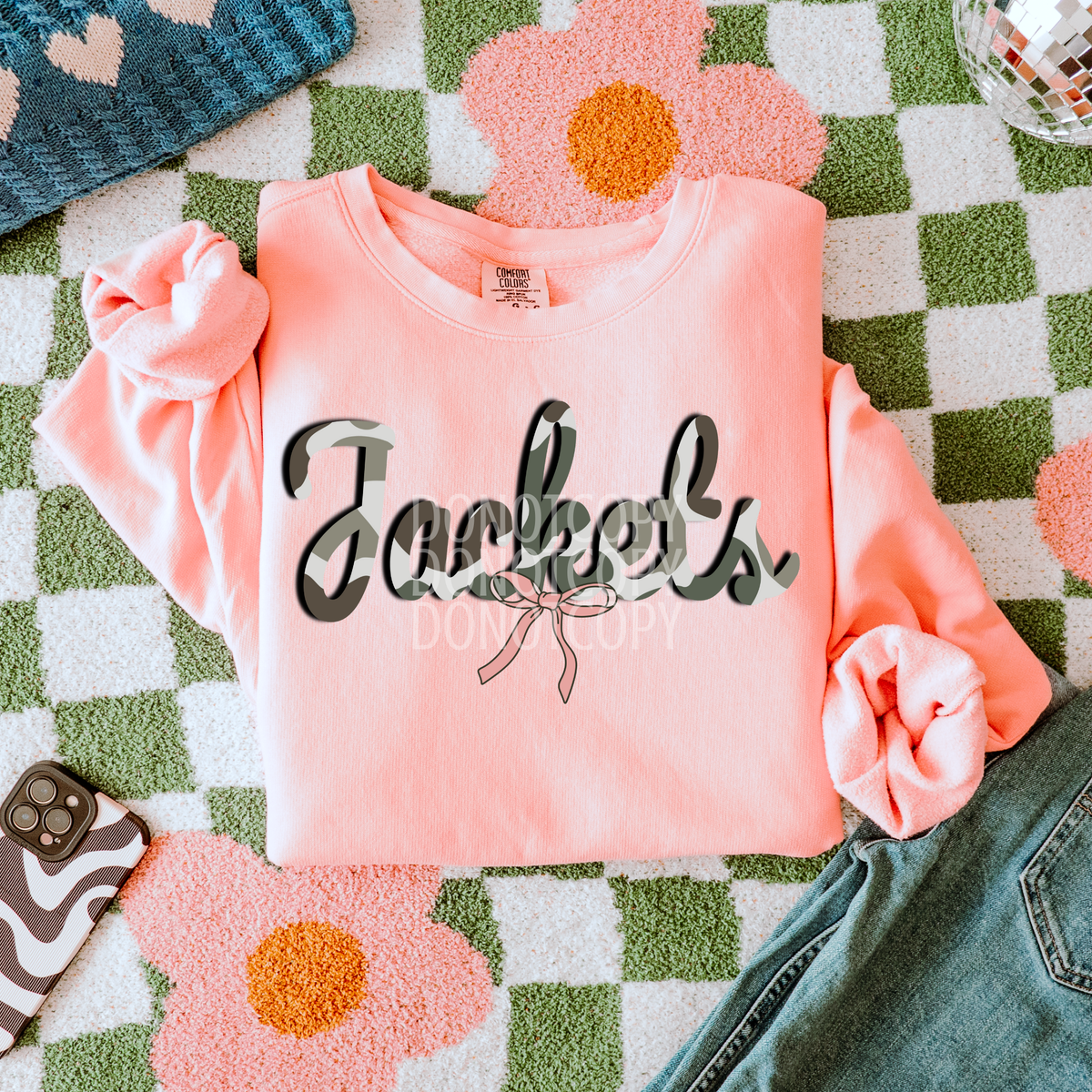 jackets camo with pink bow (CSG) DTF Transfer