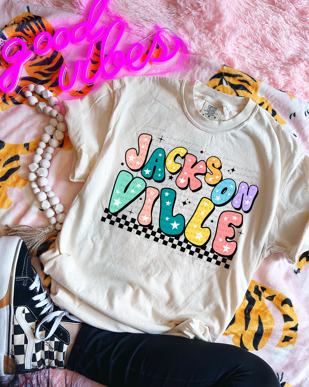 Jackson Ville State Colorful Groovy Font 89122 DTF Transfer