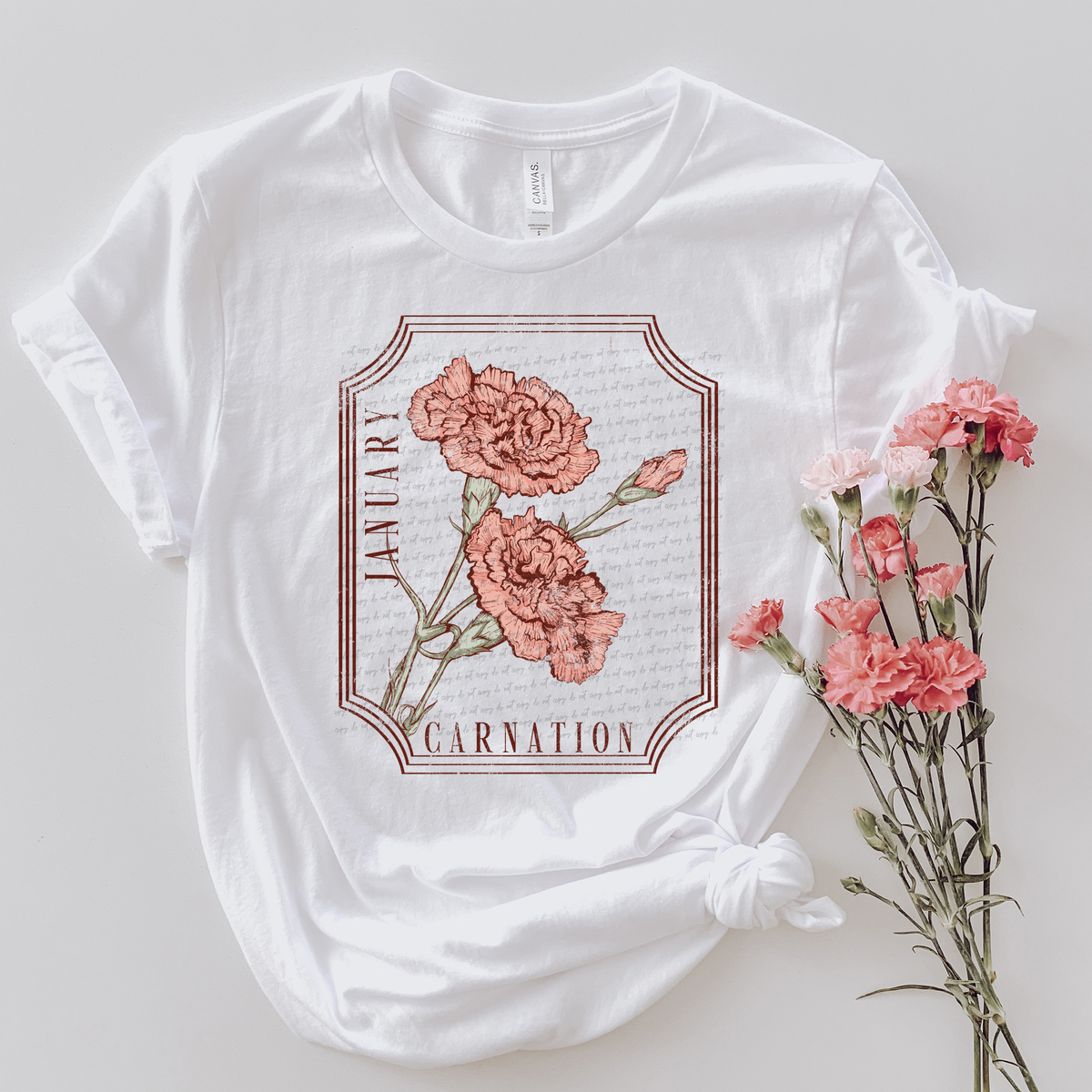 January Carnation Grunge 86700 DTF Transfer