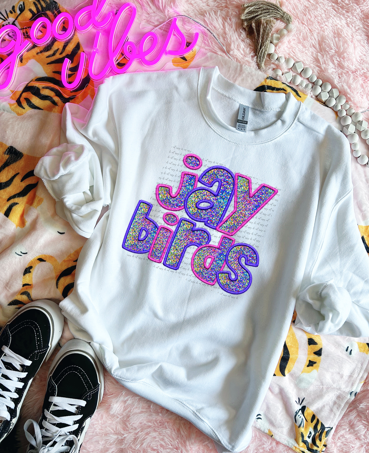 Jaybirds Faux Embroidery Pink Blue 76063 DTF Transfer