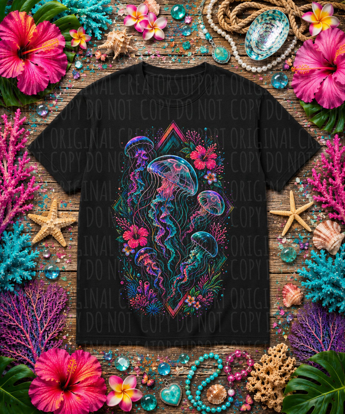 Floral jellyfish (Starlight) DTF Transfer