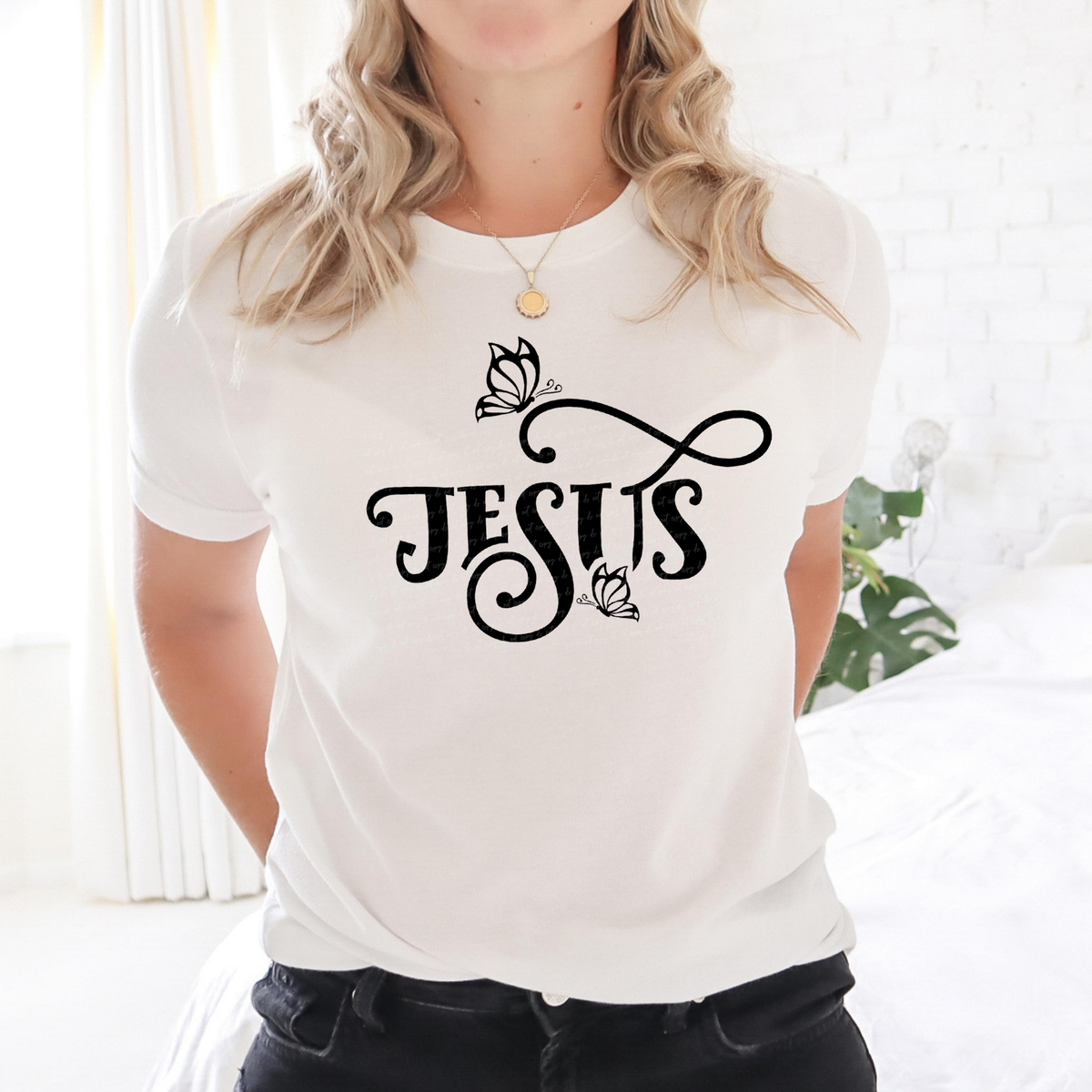 Jesus Black Butterflies 76586 DTF Transfer