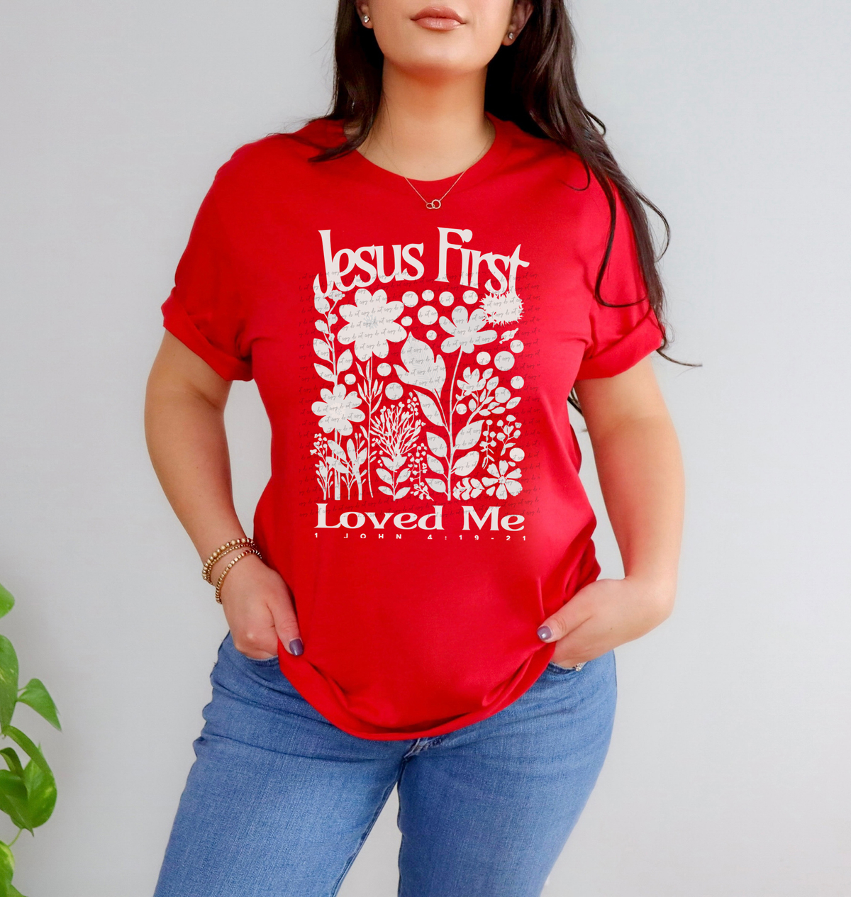 Jesus First Loved Me Floral Grey 76787 DTF Transfer