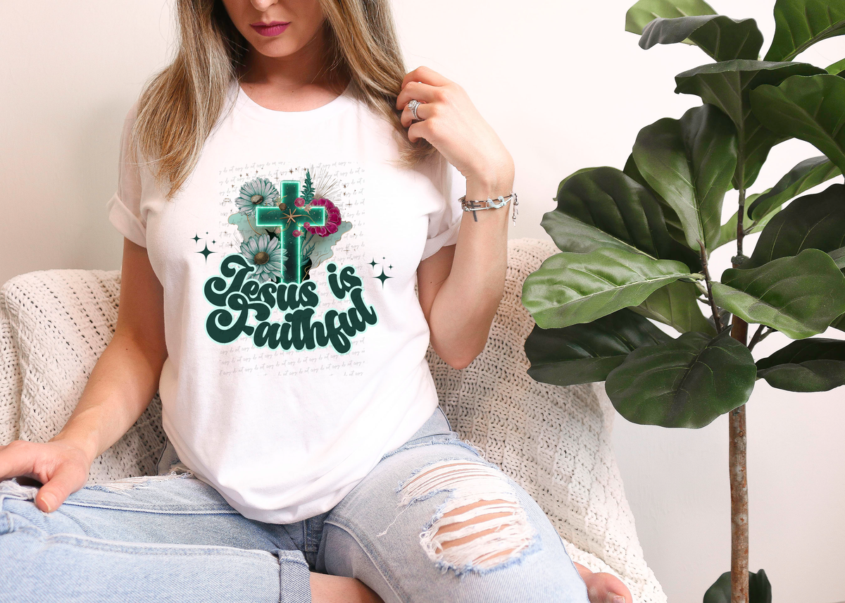 Jesus Is Faithful Floral Cross 76905 DTF Transfer