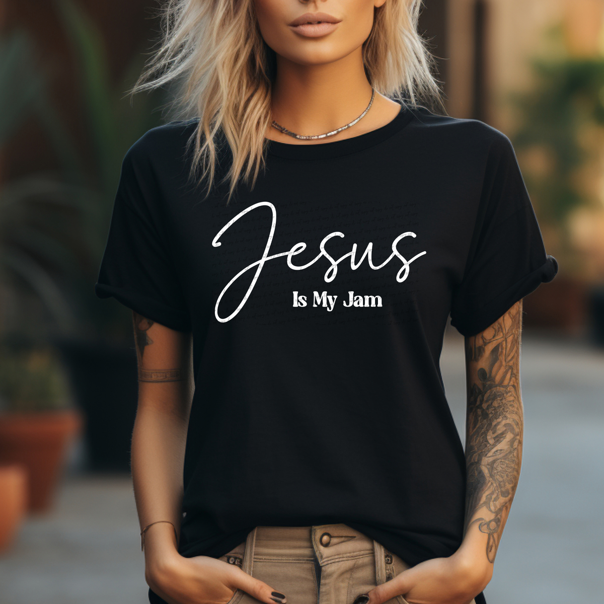 Jesus Is My Jam Cursive And Serif Font White 89422 DTF Transfer