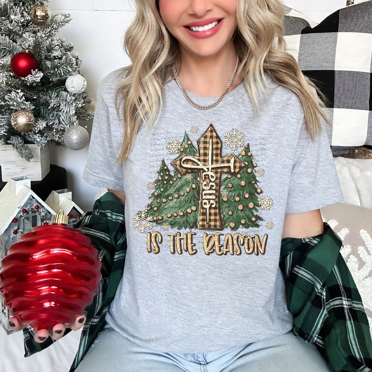 Jesus Is The Reason Christmas Tree 54241 DTF transfer