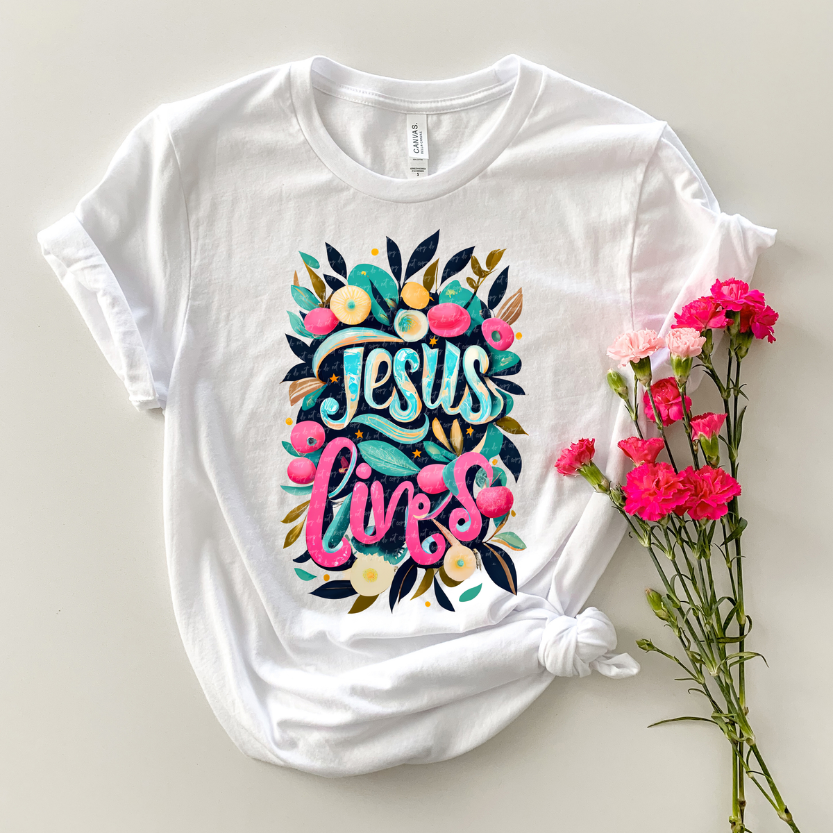 Jesus Lives Floral 76852 DTF Transfer