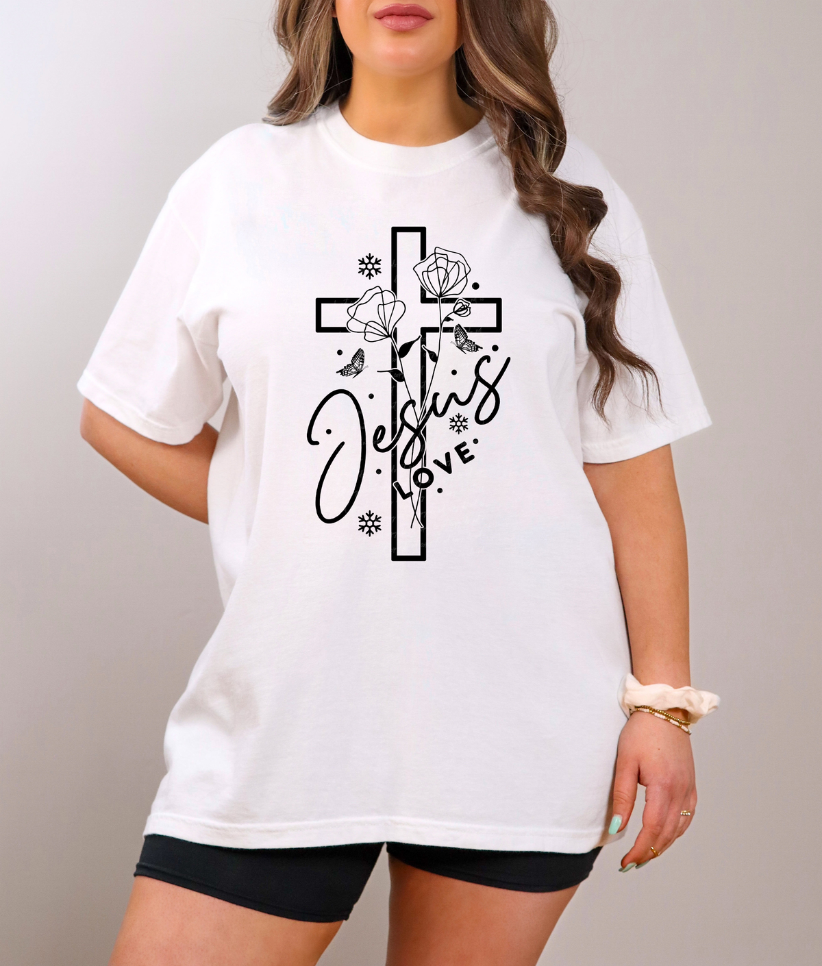 Jesus Love Floral Cross Black 76130 DTF Transfer