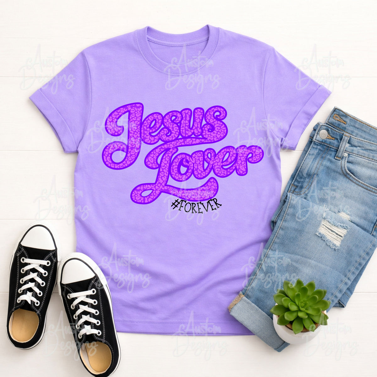 Jesus lover purple leopard DTF Transfer