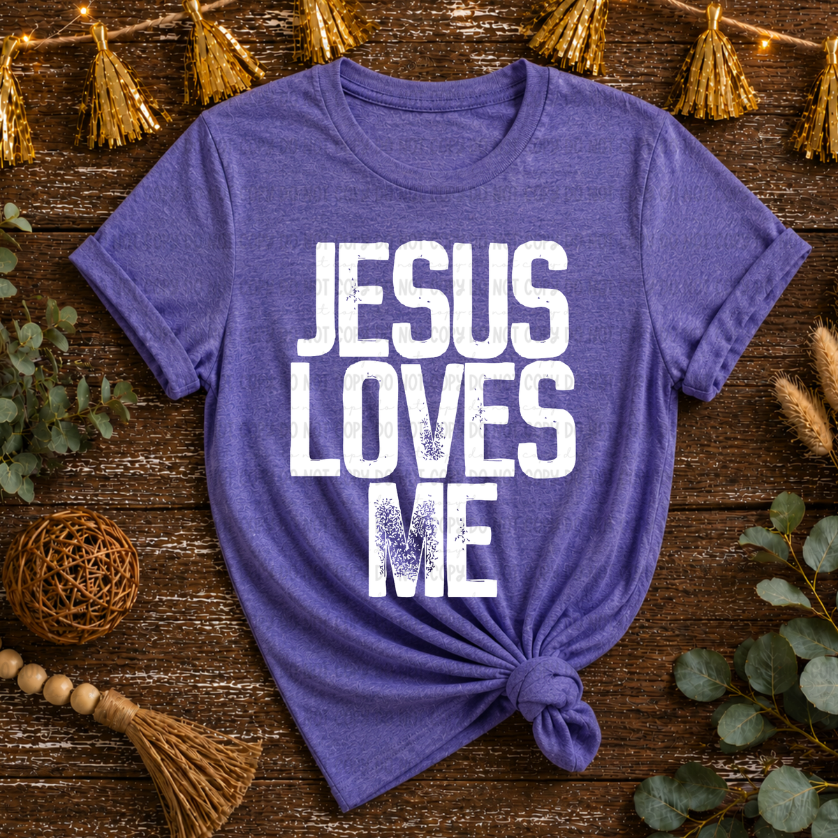 Jesus loves me WHITE (Revel) DTF Transfer