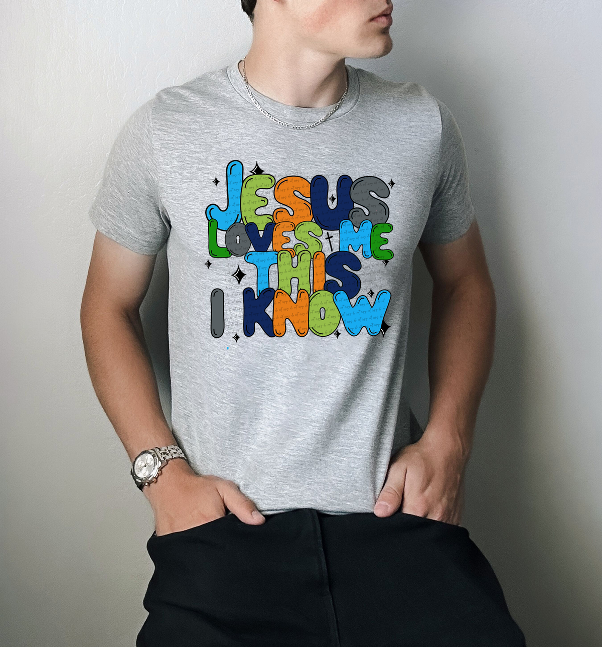 Jesus Loves Me This I Know Blue 59480 DTF transfer