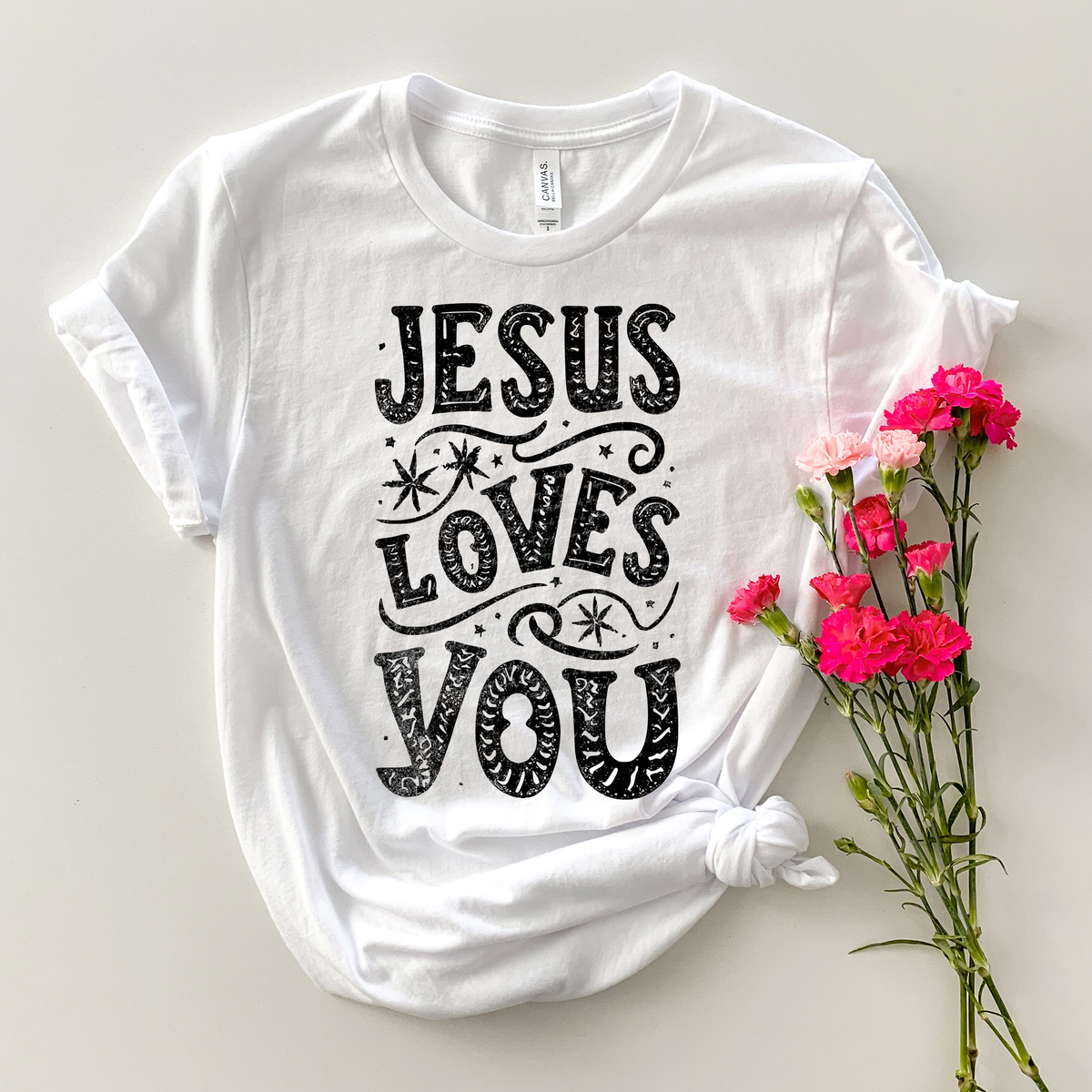 Jesus Loves You Black 76792 DTF Transfer