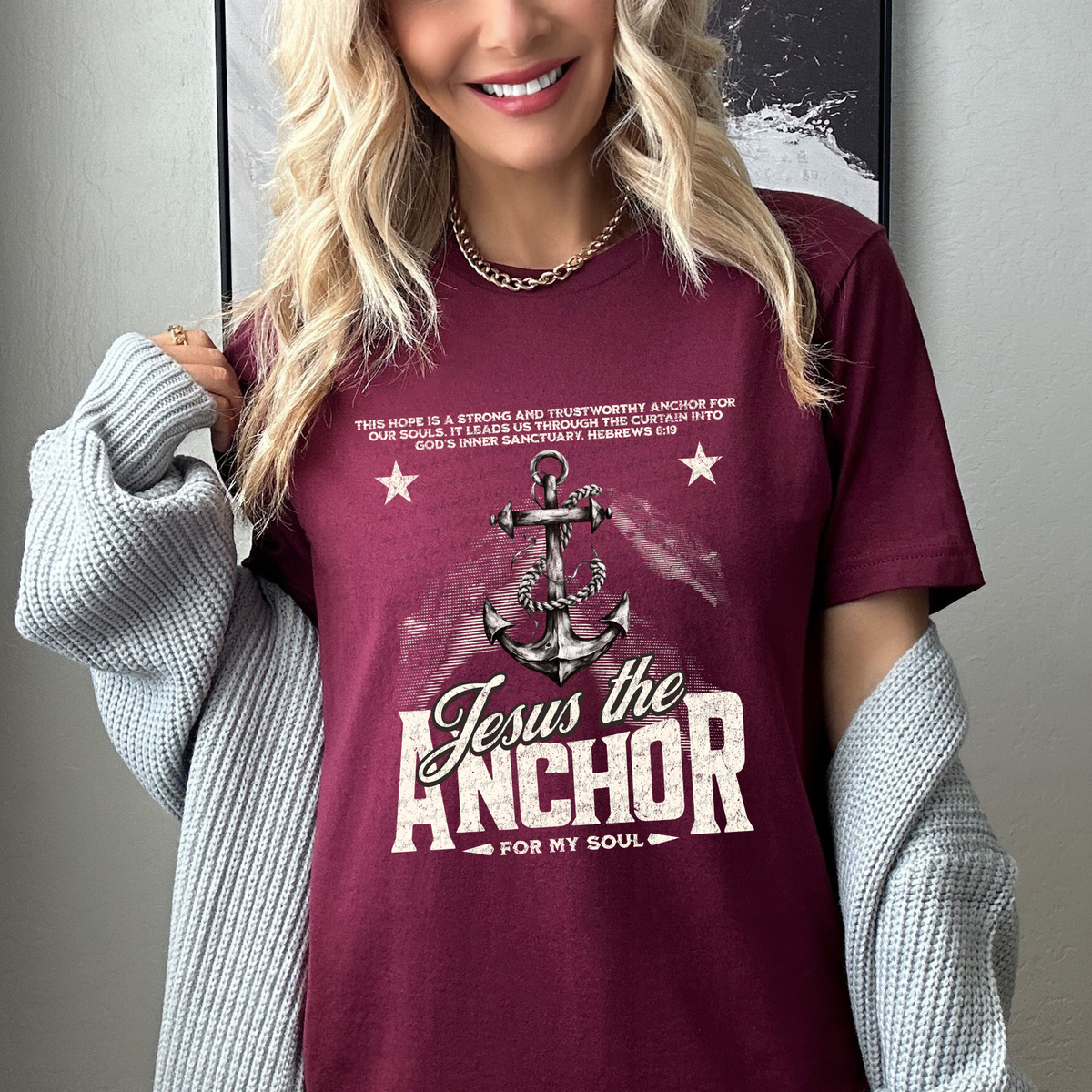 Jesus The Anchor For My Soul White 76924 DTF Transfer