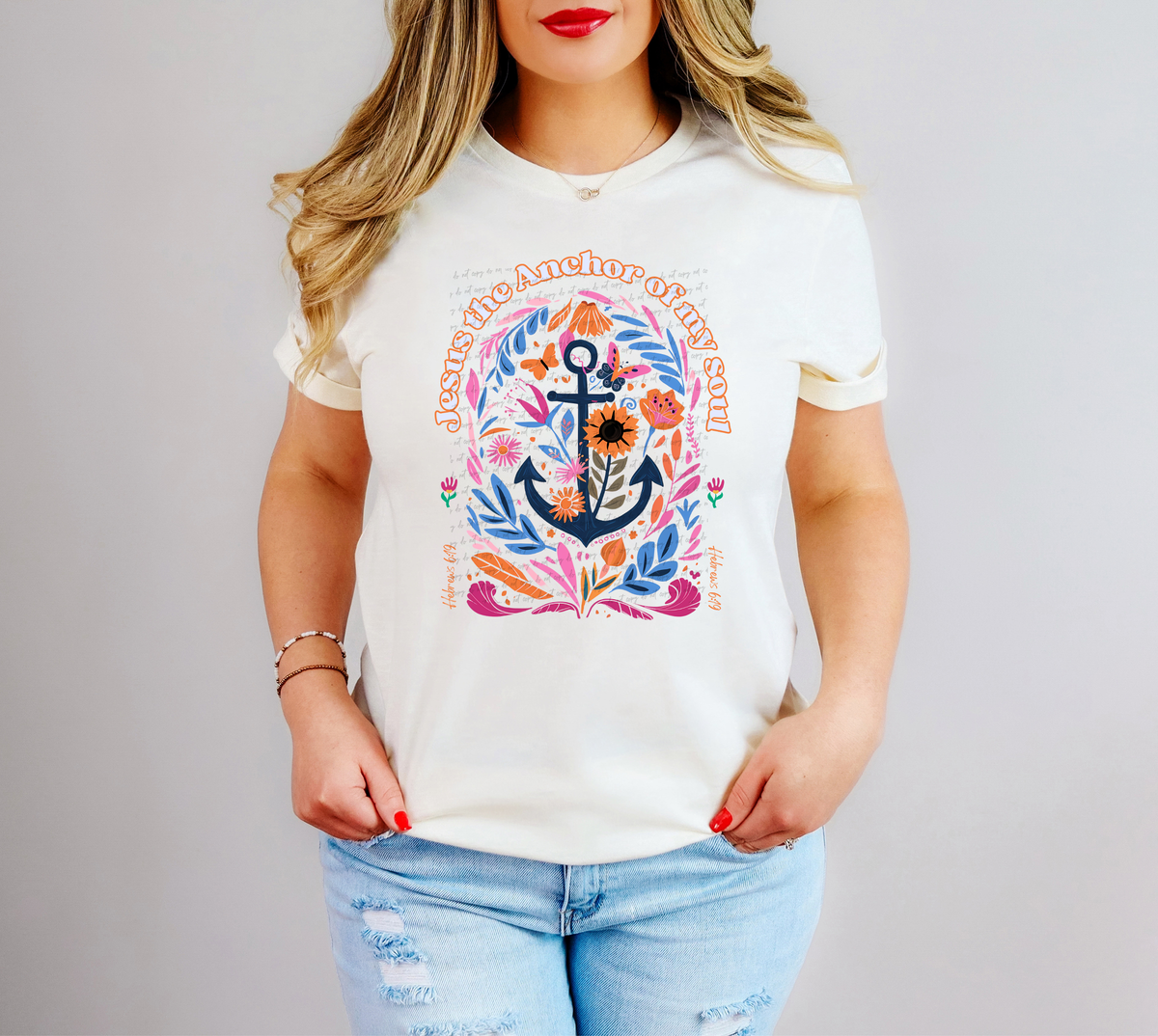 Jesus The Anchor For My Soul Floral 76925 DTF Transfer