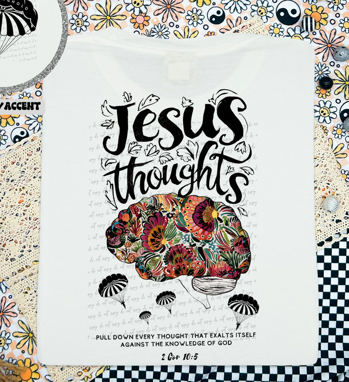 Jesus Thoughts Pull Down Every Thought That Exalts Itself Against The Knowledge Of God (Back Print) 76929 DTF Transfer