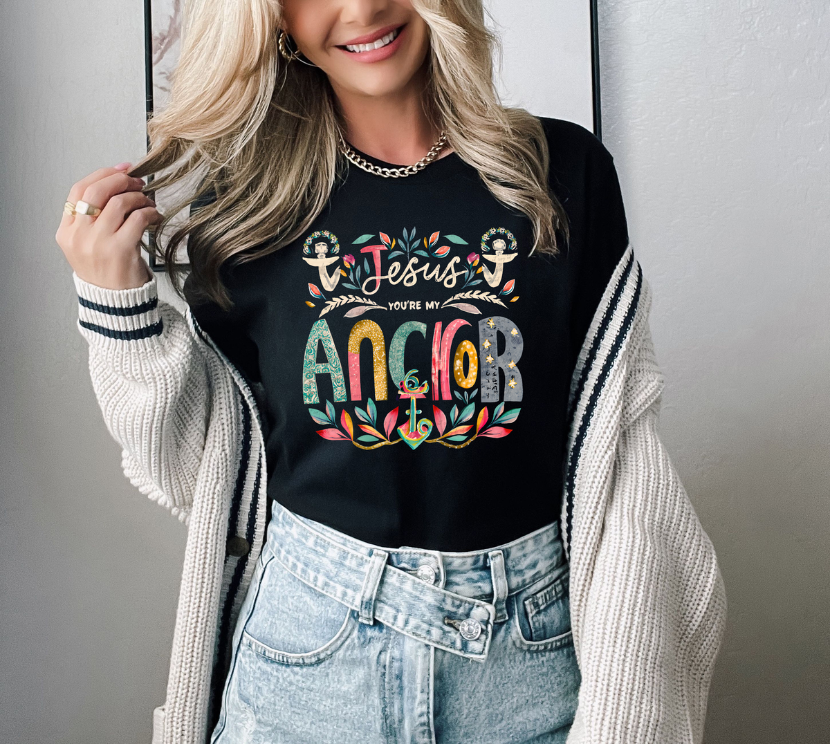 Jesus You're My Anchor Floral 76931 DTF Transfer
