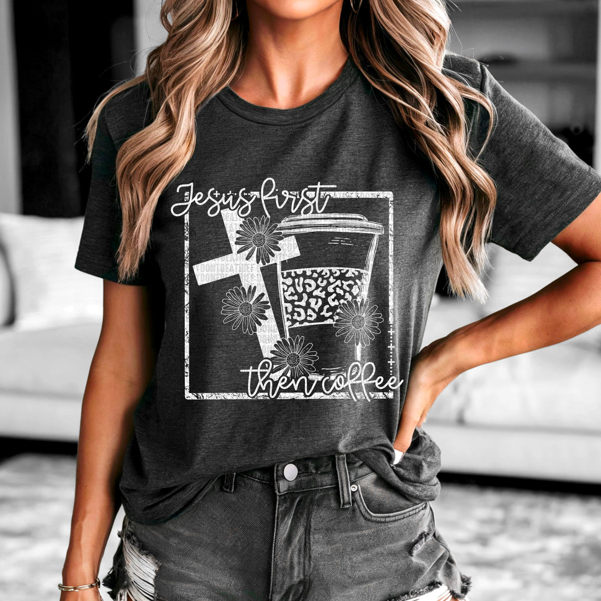 Jesus First Then Coffee 104213 DTF transfer