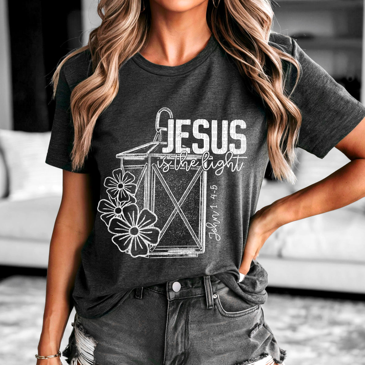 Jesus Is The Light John 1:4-5 White 104214 DTF transfer