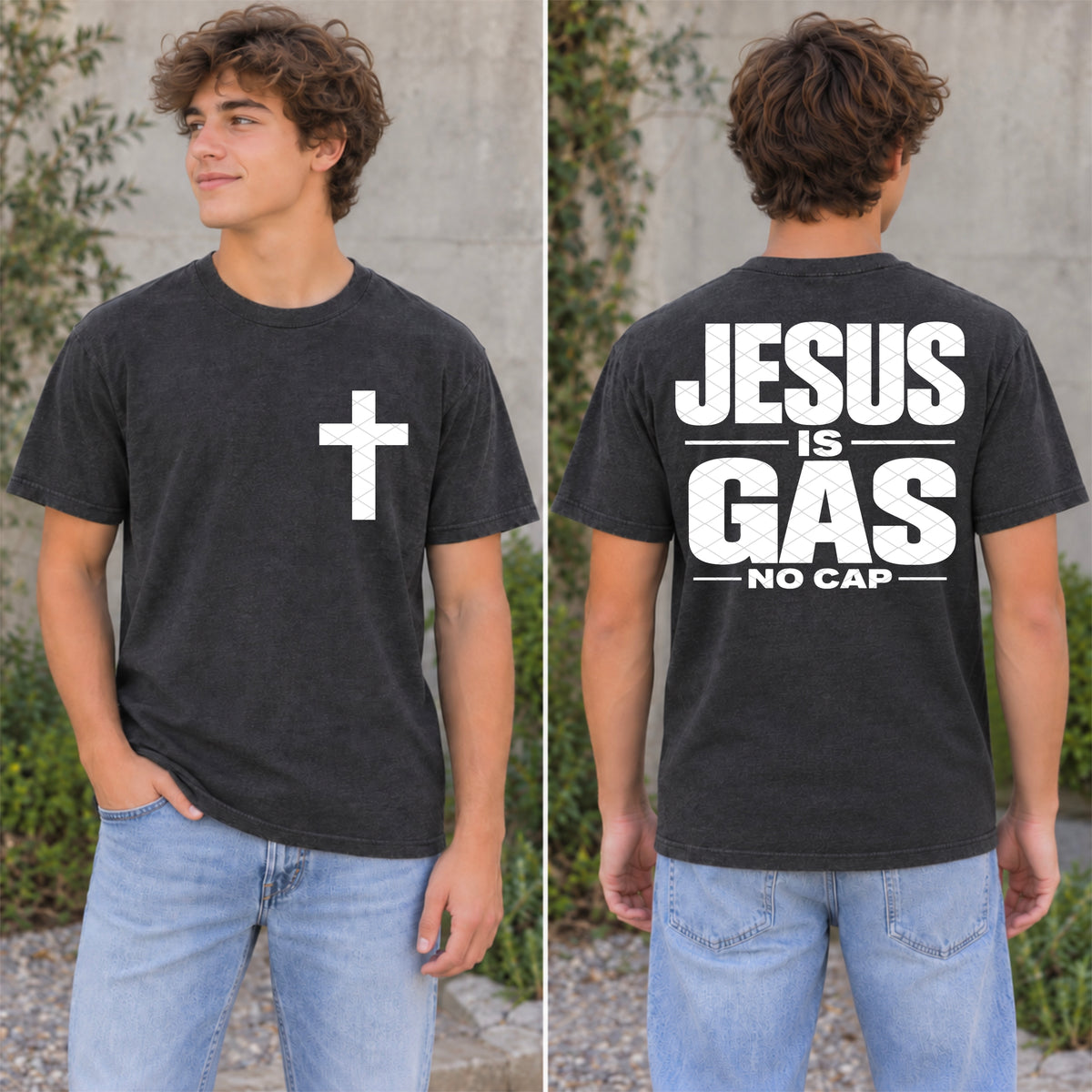 Cross WHITE bold letters (FRONT ONLY) (SDD) DTF Transfer