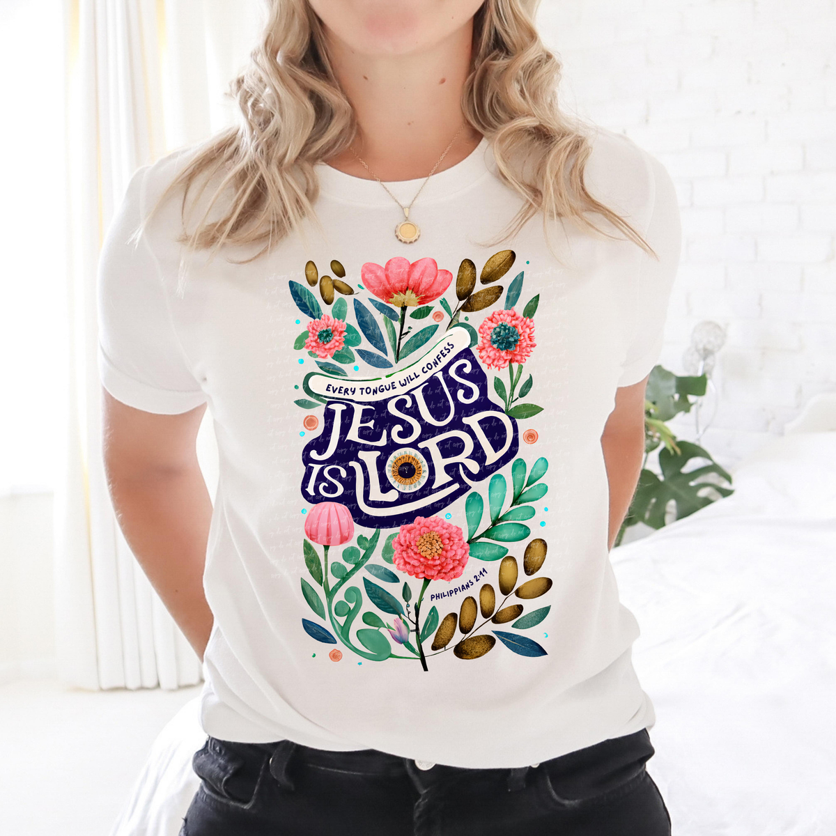 Every Tongue Will Confess Jesus is Lord Floral 76850 DTF Transfer