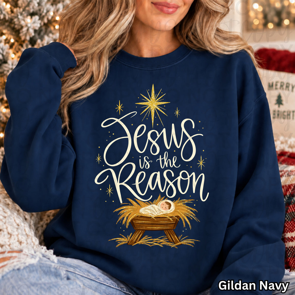 Jesus is the reason white words with stars (UAC) DTF Transfer