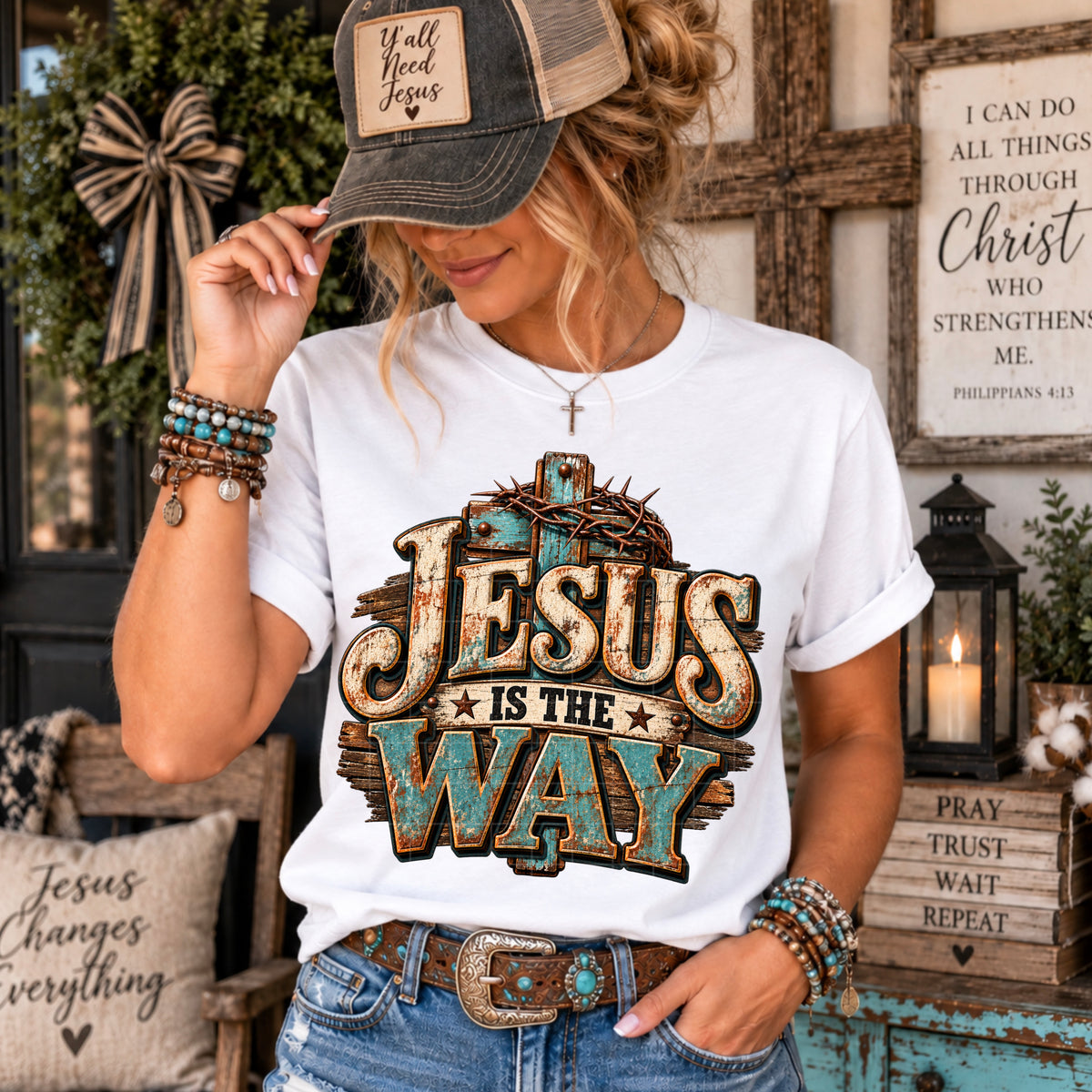 Jesus is the way wooden background (SDD) DTF Transfer
