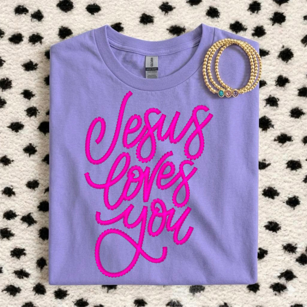 Jesus loves you PINK cursive (Caplinger) DTF Transfer