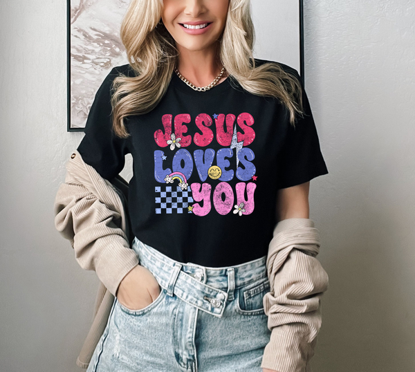 Jesus Loves You Distressed 74595 DTF Transfer