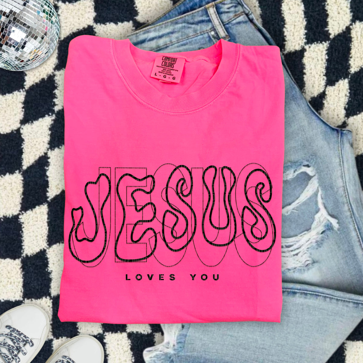 Jesus Loves You Black 104356 DTF transfer