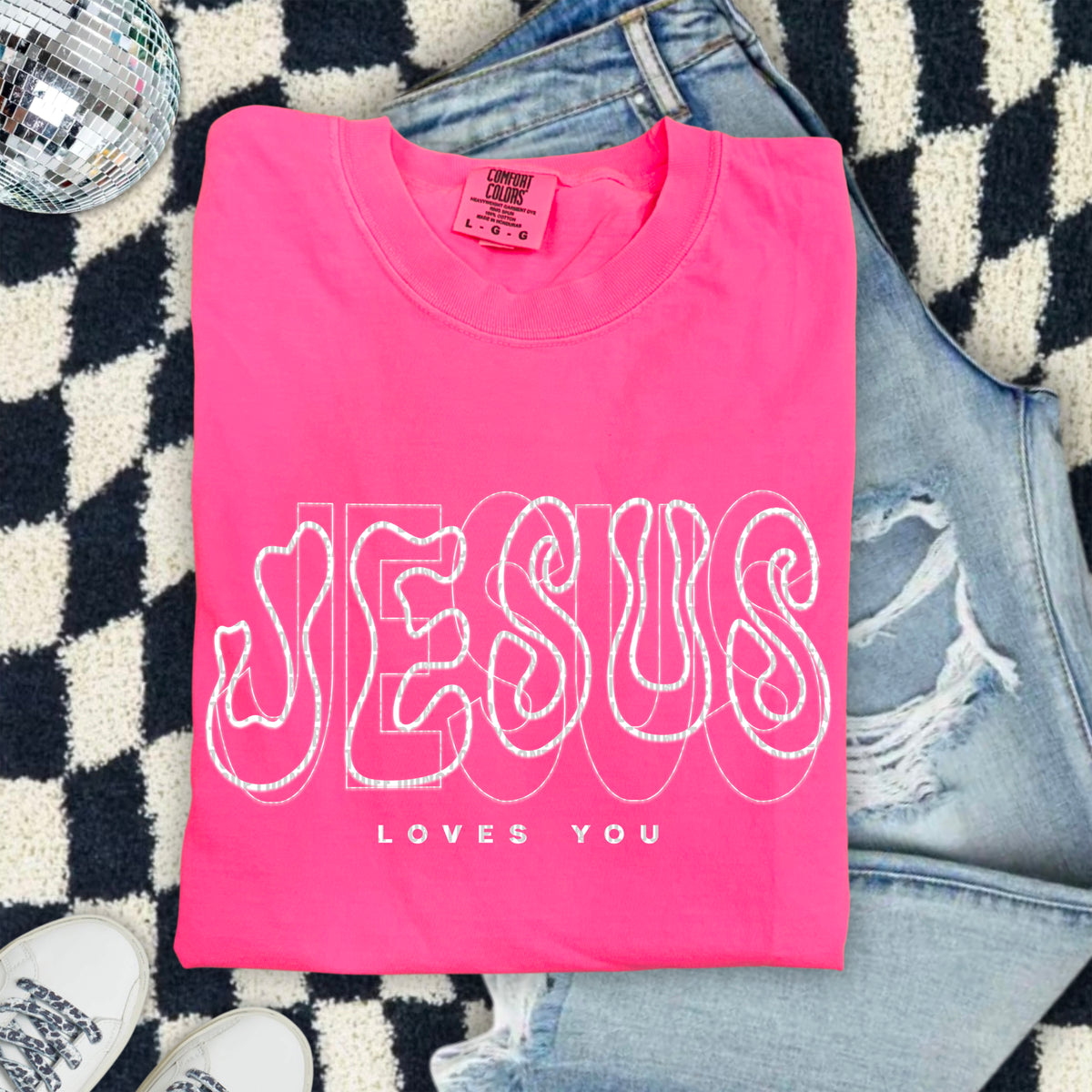 Jesus Loves You White 104357 DTF transfer