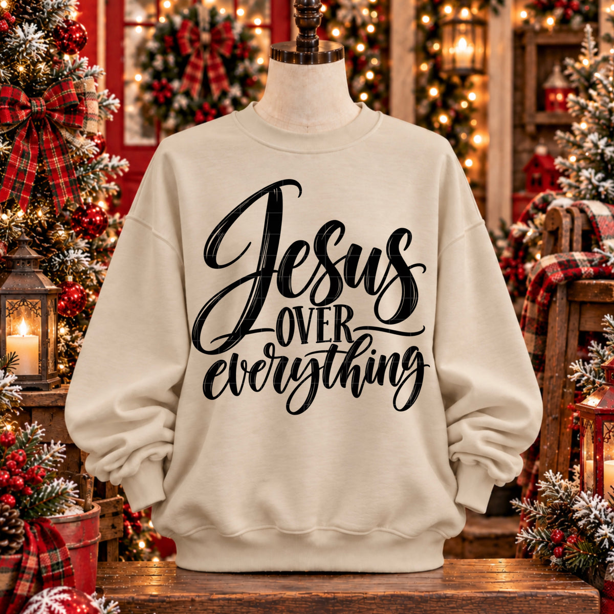 Jesus over everything BLACK cursive (SDD) DTF Transfer