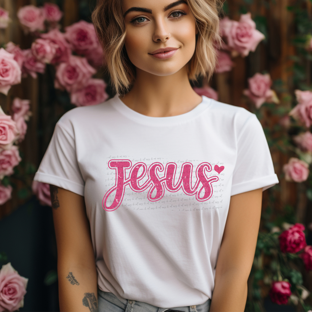 Jesus Pink Heart 76347 DTF Transfer