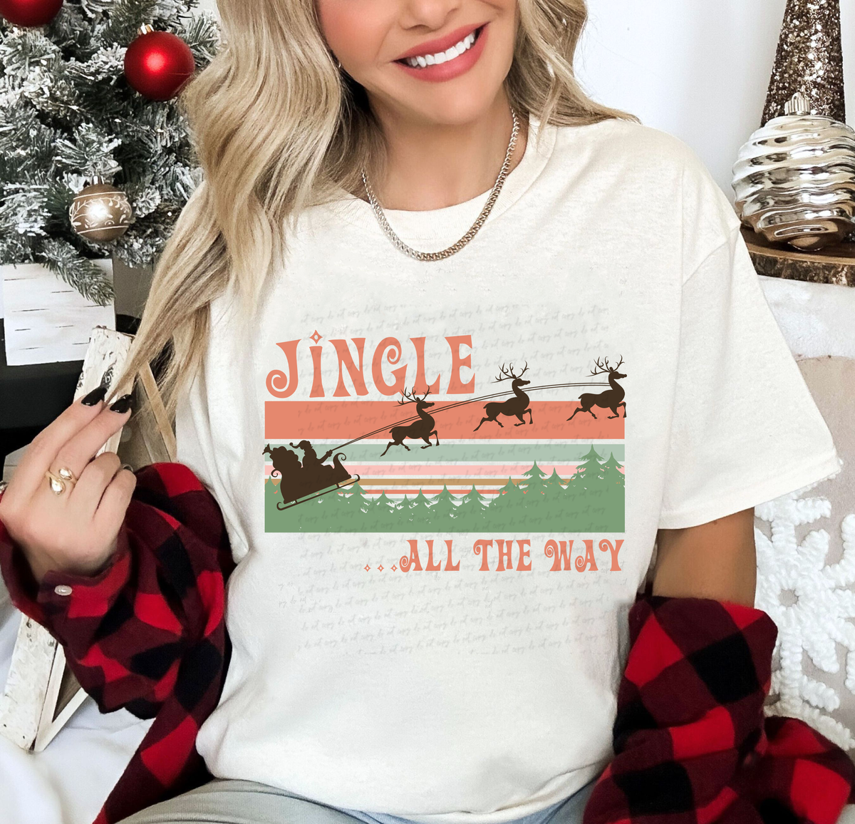Jingle All The Way Retro Sleigh Ride Reindeer Santa 114837 DTF transfer