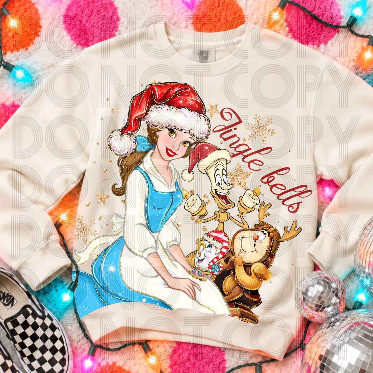 Jingle Bells Princess Gold Glitter Exclusive (Renewed) DTF Transfer