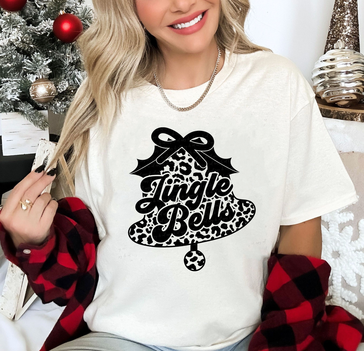 Jingle Bells Leopard BLACK 116319 DTF Transfer
