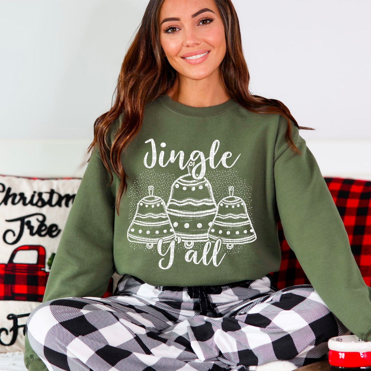 Jingle Y'all Trio Bells White 104161 DTF transfer