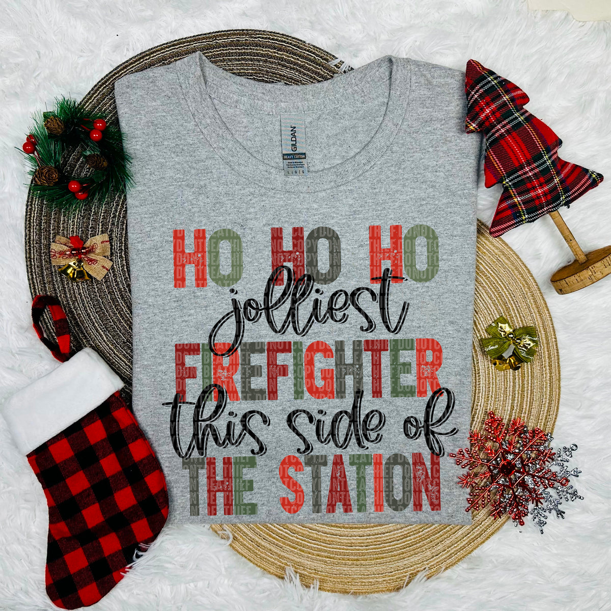 Ho Ho Ho Jolliest Firefighter This Side Of The Station (SDD) DTF Transfer